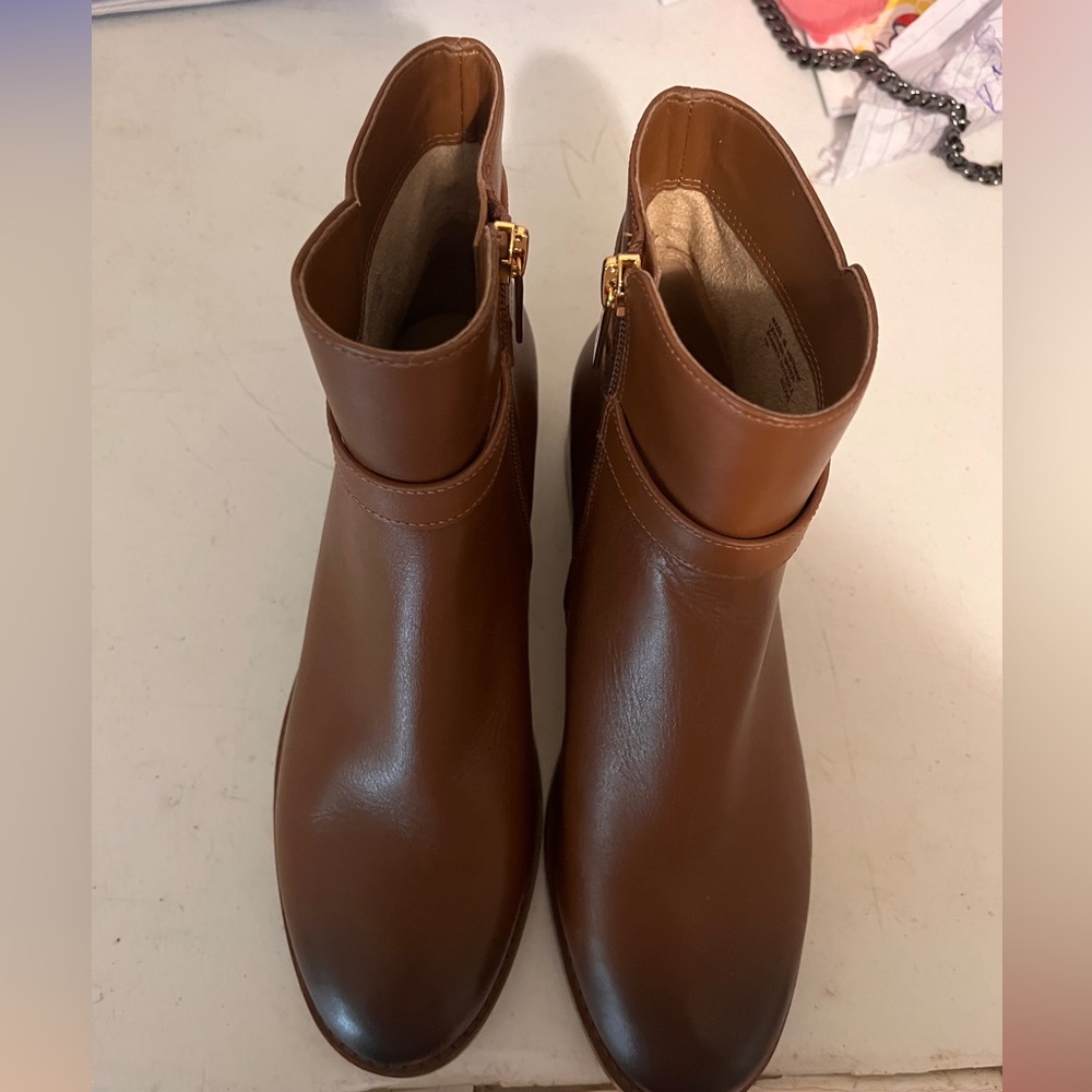 Michael Kors Finley Luggage Flat Bootie Ankle Boots
